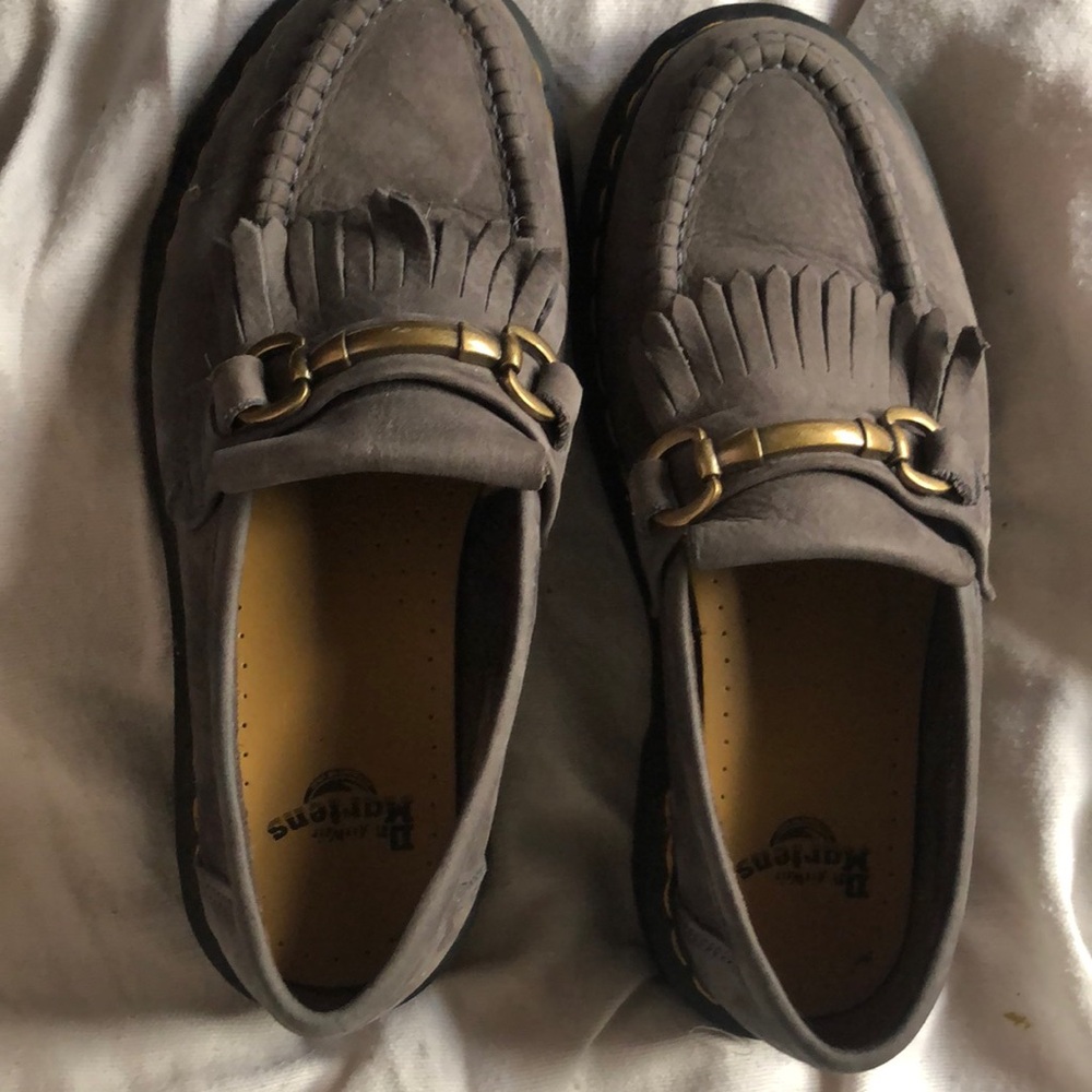 SOLD Doctor Martens Adrian Snaffle Horse Bit Grey Suede Loafers Women Size USL 6